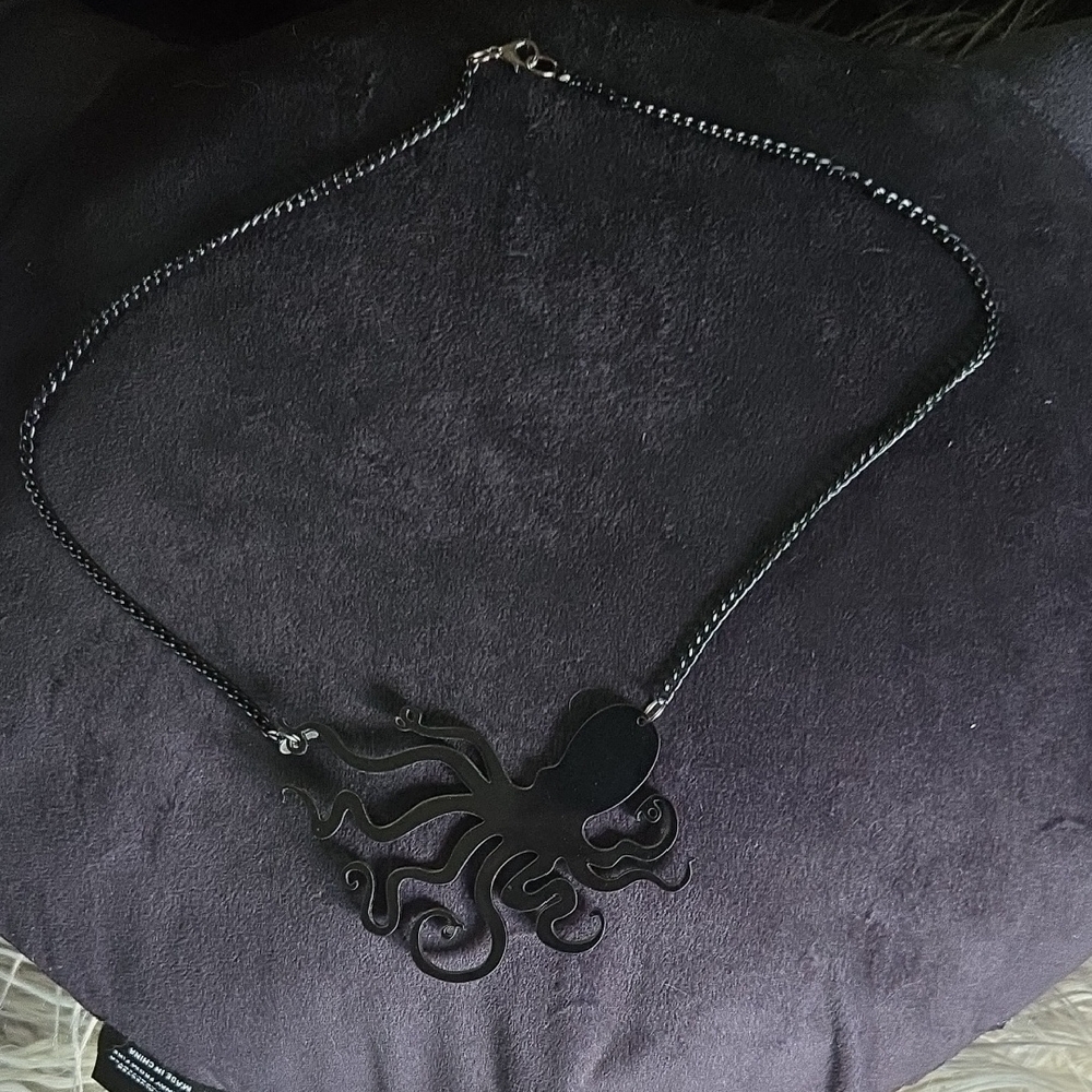Black Octopus Pendant Necklace